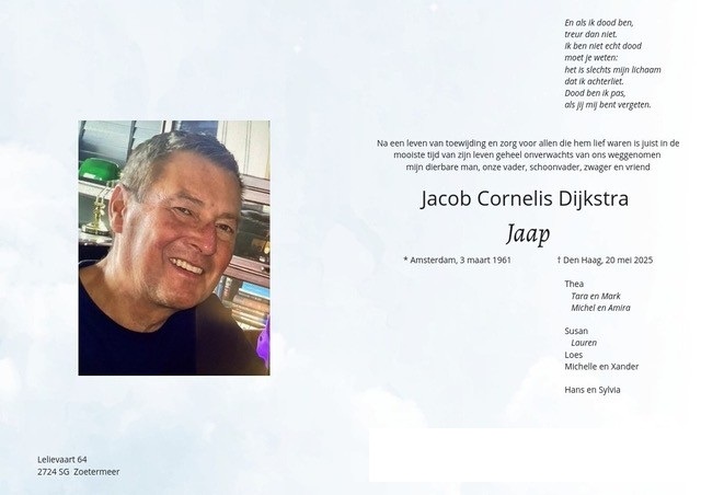 Jaap Dijkstra kaart zonder
